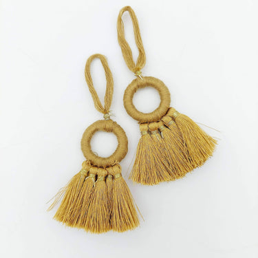 Set of 2 Brown Hoop Tassels, Indian Tassels, Boho Chic Tassels